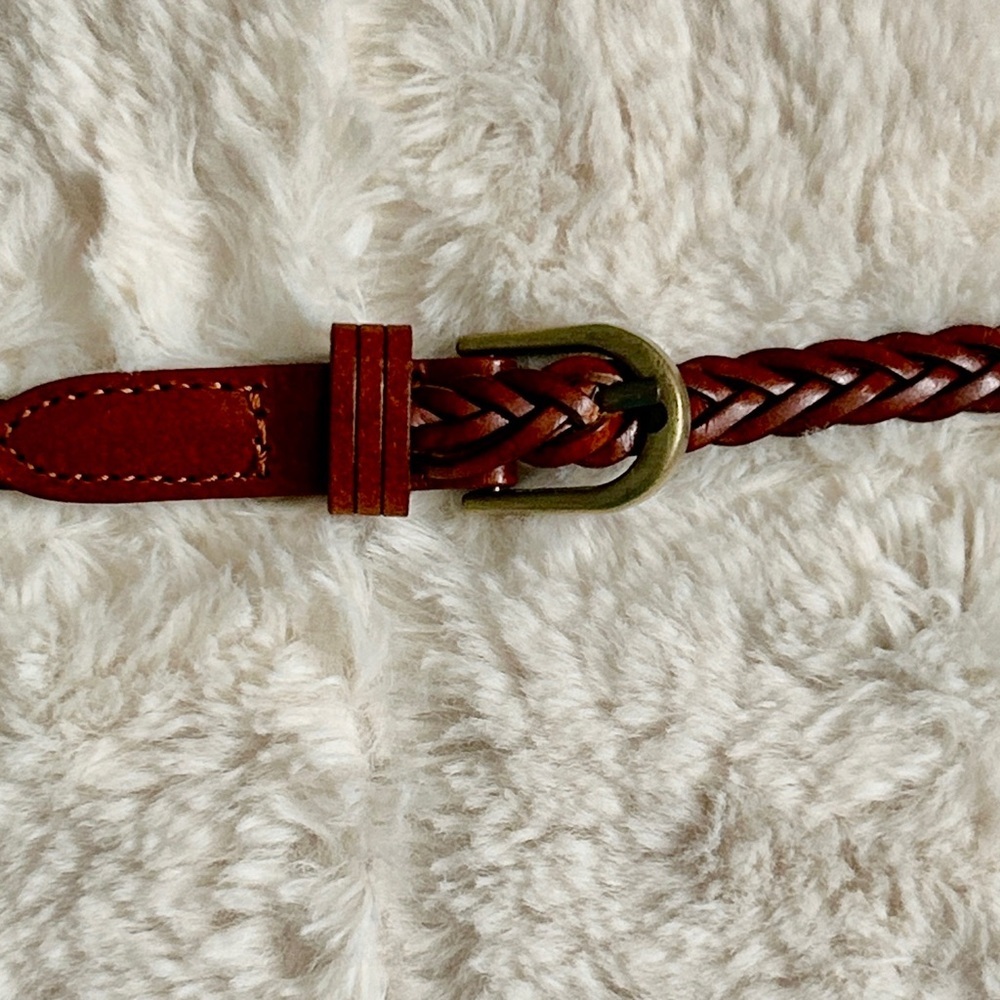 Braided Leather Belt with Brass Buckle​